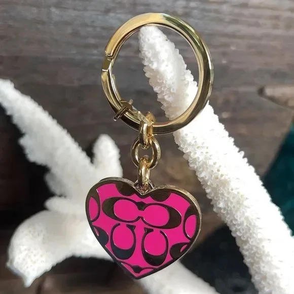 COACH Pink Gold Heart Key Chain / Purse Fob - Picture 3 of 9